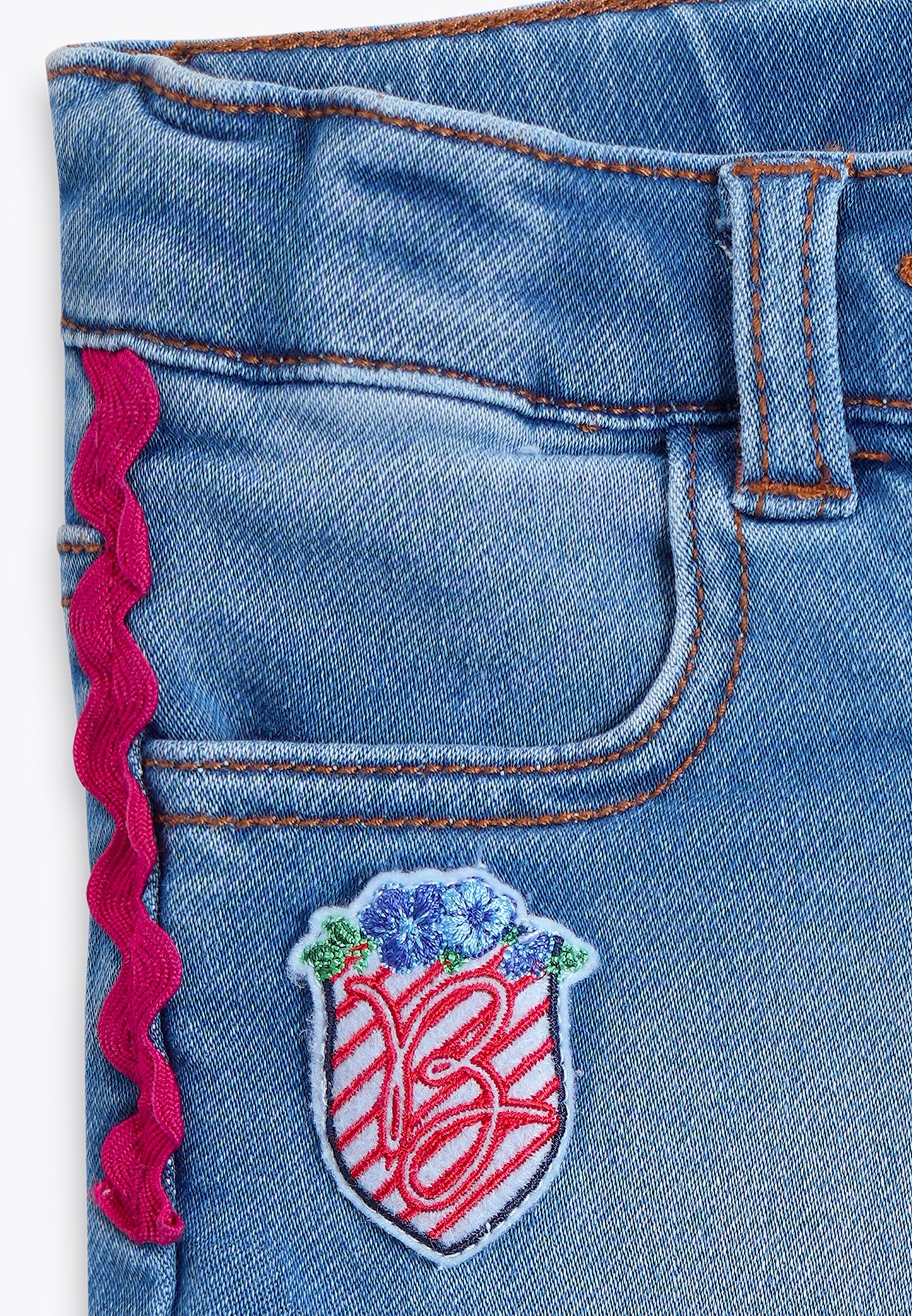 Pantalone con Patch in Felpa Indigo