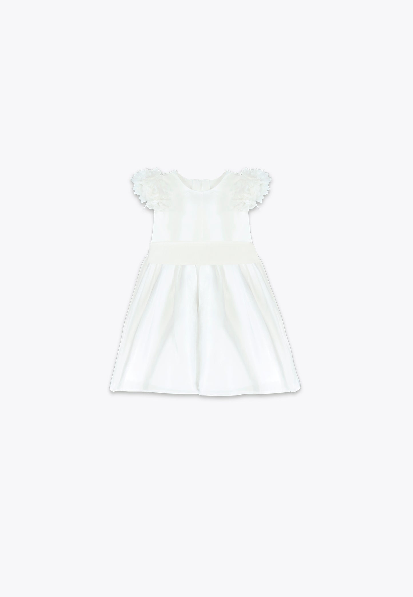 Abito con Applicazioni in Raso Lucido e Organza