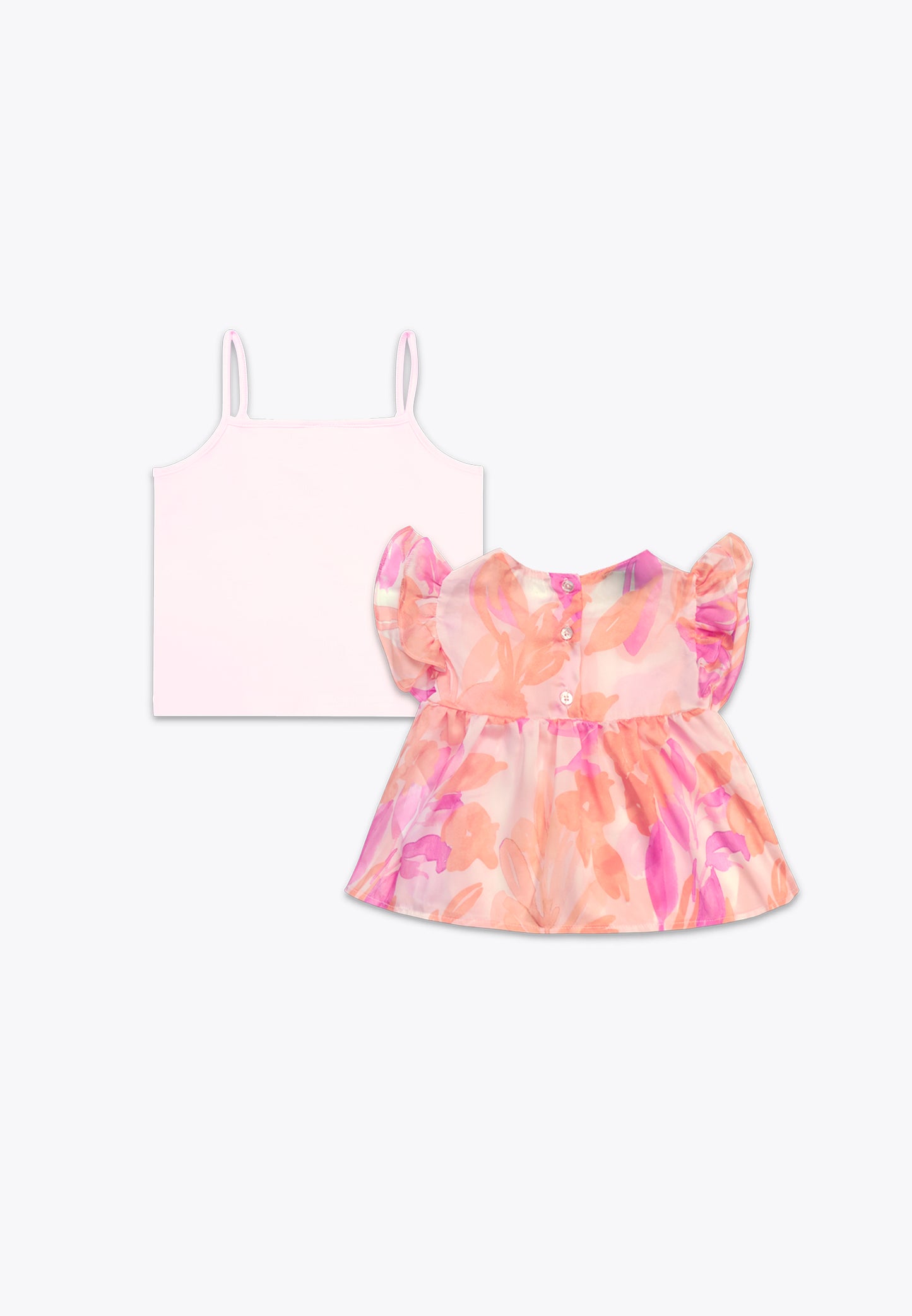 Patterned Satin Top with Tank Top