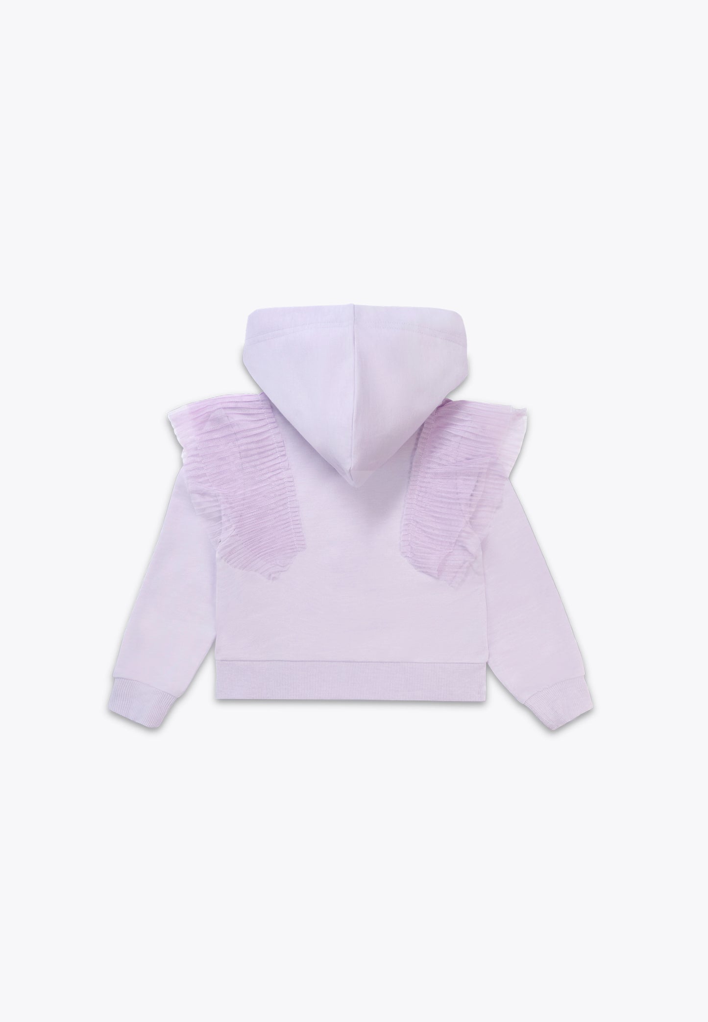 Full Zip Sweatshirt with Tulle and Pleated Ruffles