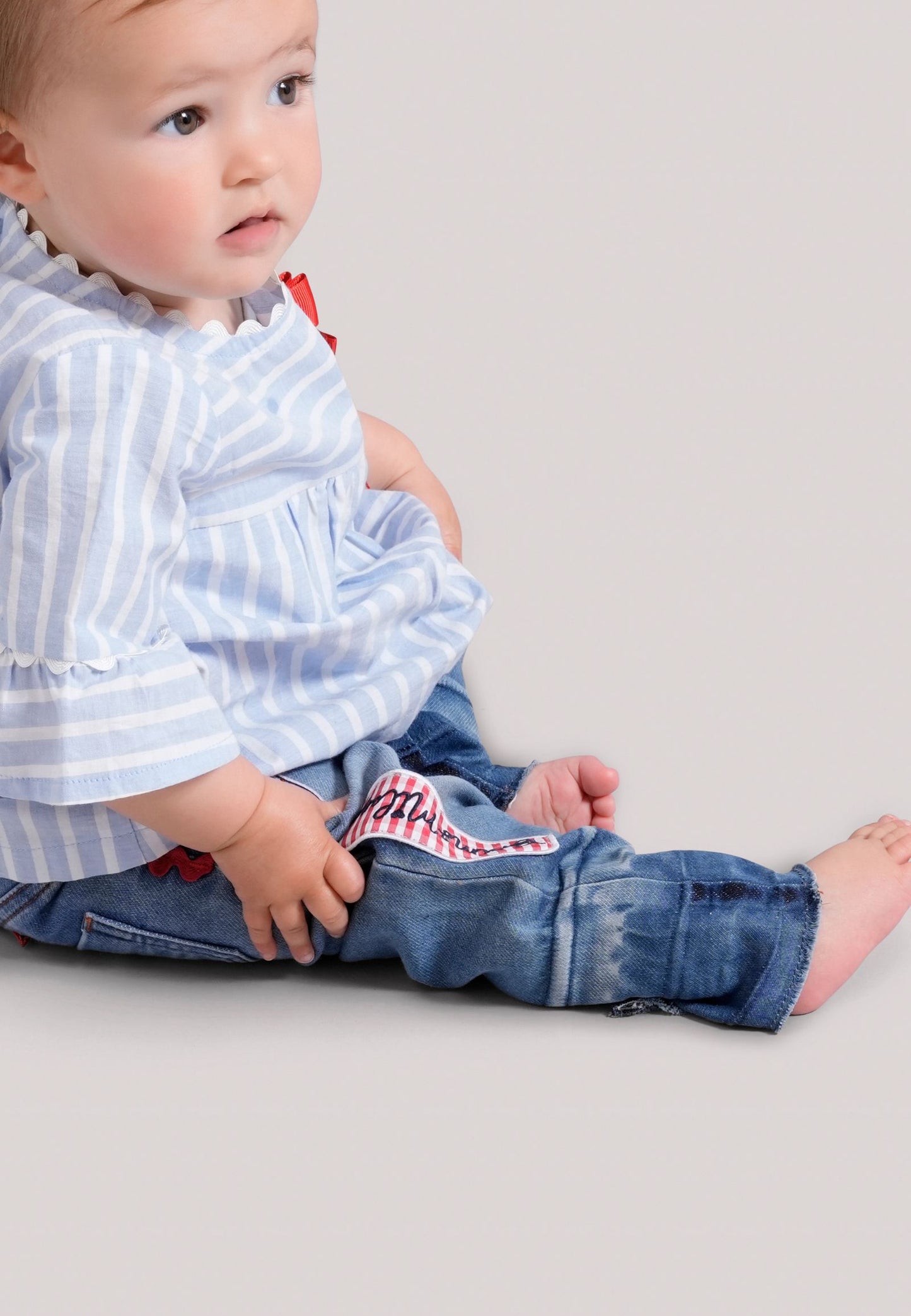 Pantalone con Patch in Felpa Indigo