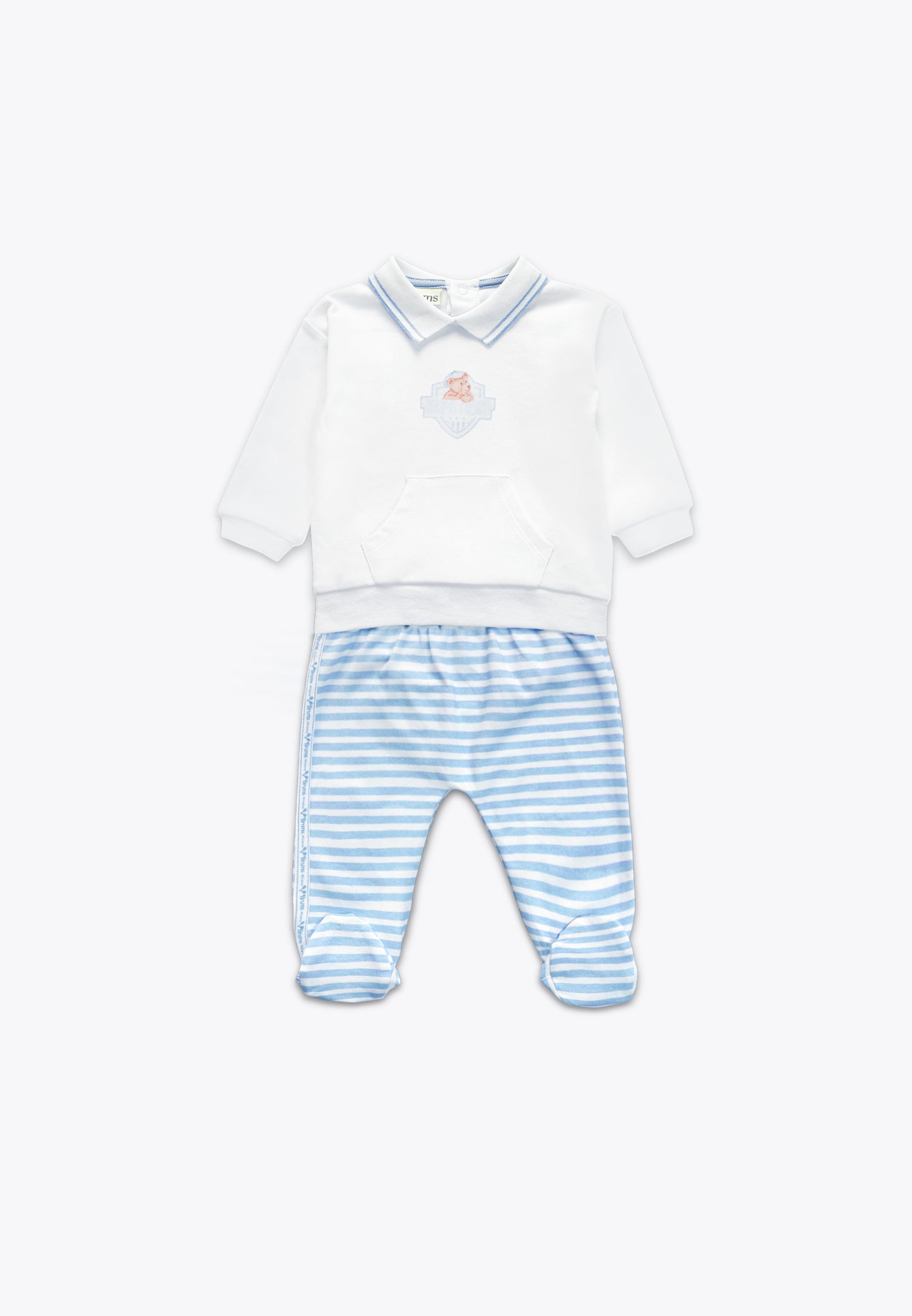 Two-Piece Light Interlock Set: Top and Footed Pants
