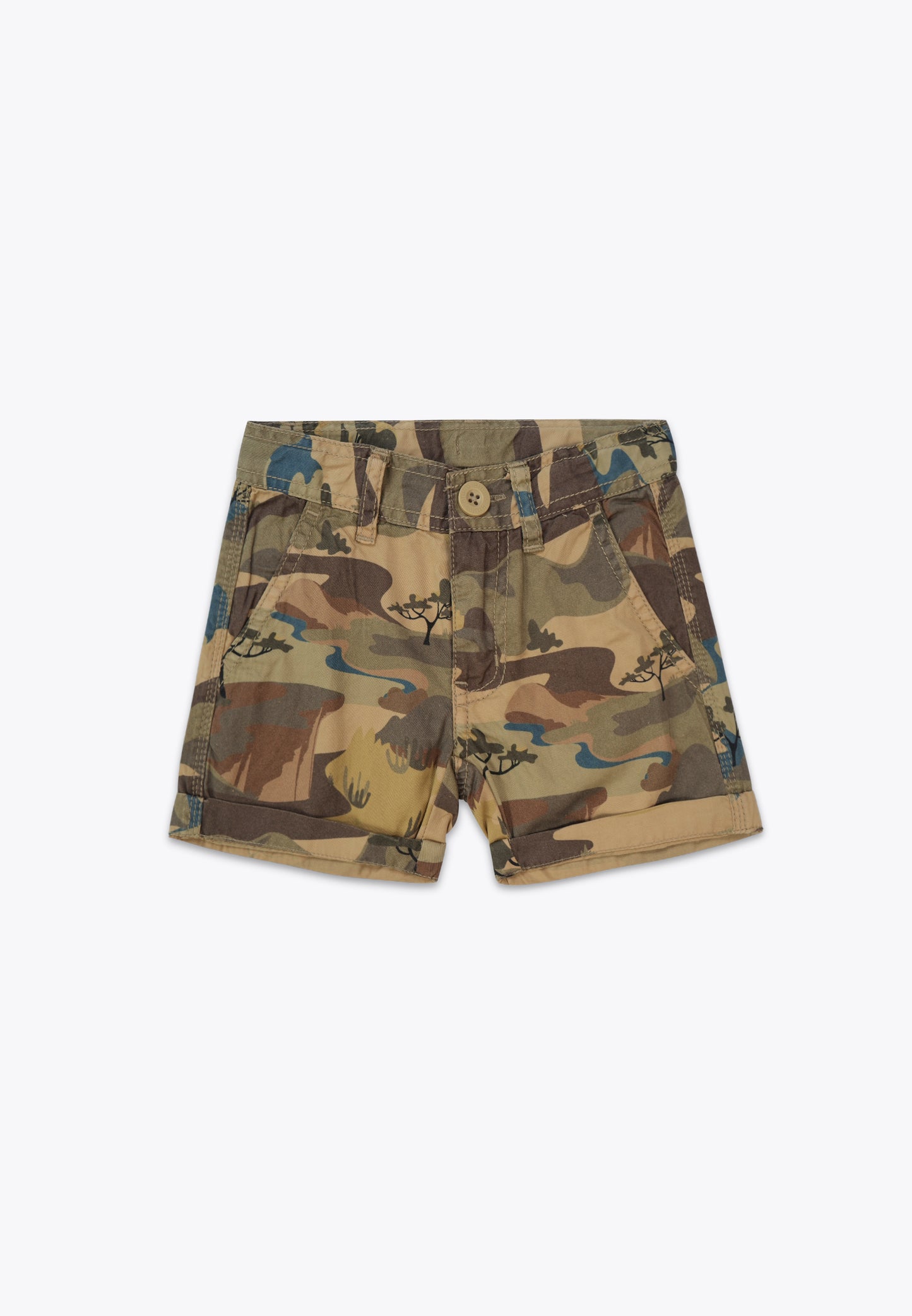 Lightweight Gabardine Shorts with Allover Print