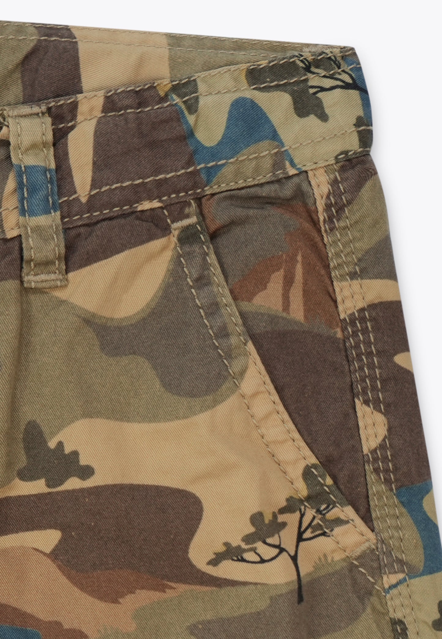 Lightweight Gabardine Shorts with Allover Print
