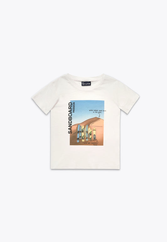 T-Shirt con Stampa in Jersey Slub