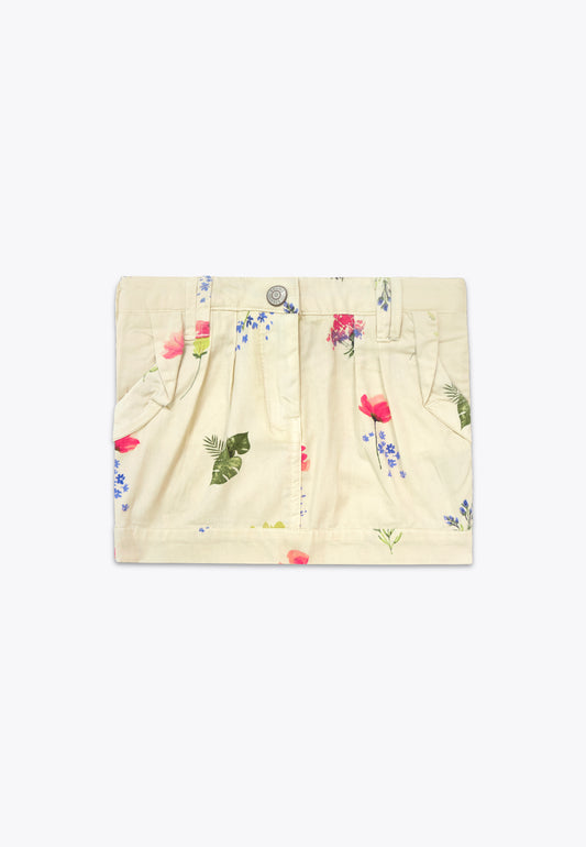 Gabardine Skirt with Allover Print 