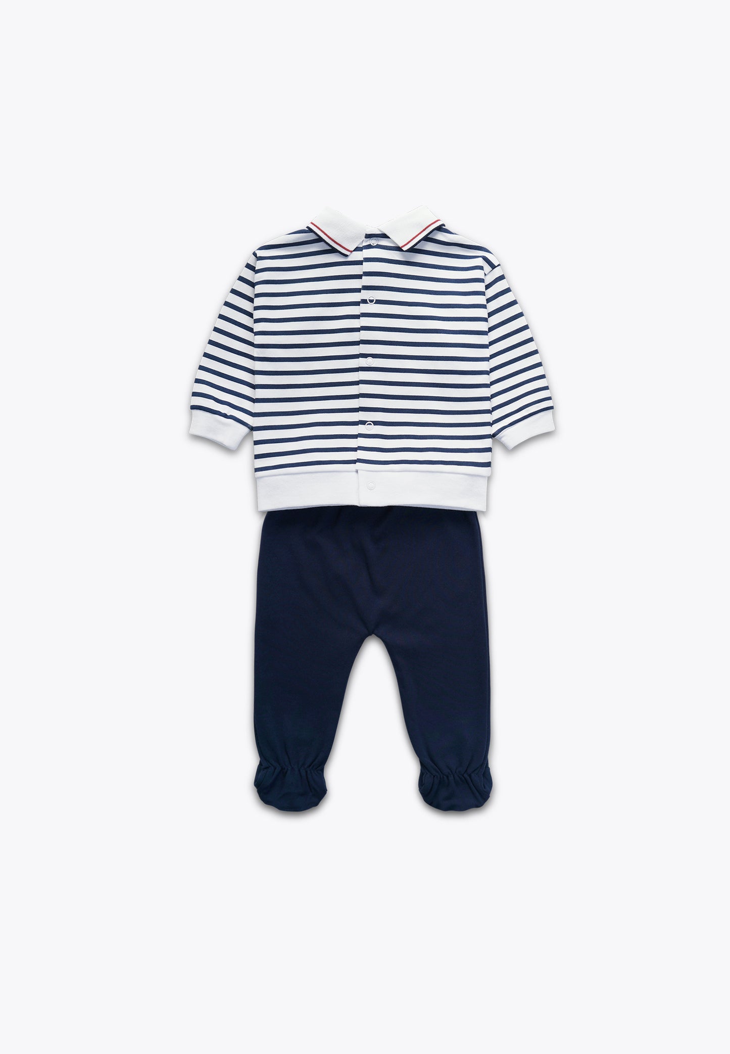 Two-Piece Light Interlock Set: Top and Footed Pants
 